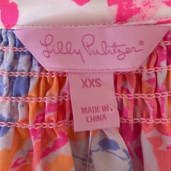 LILLY PULIZER bohemian pastel beachy design blouse, XXS, New With Tags - Picture 6 of 10